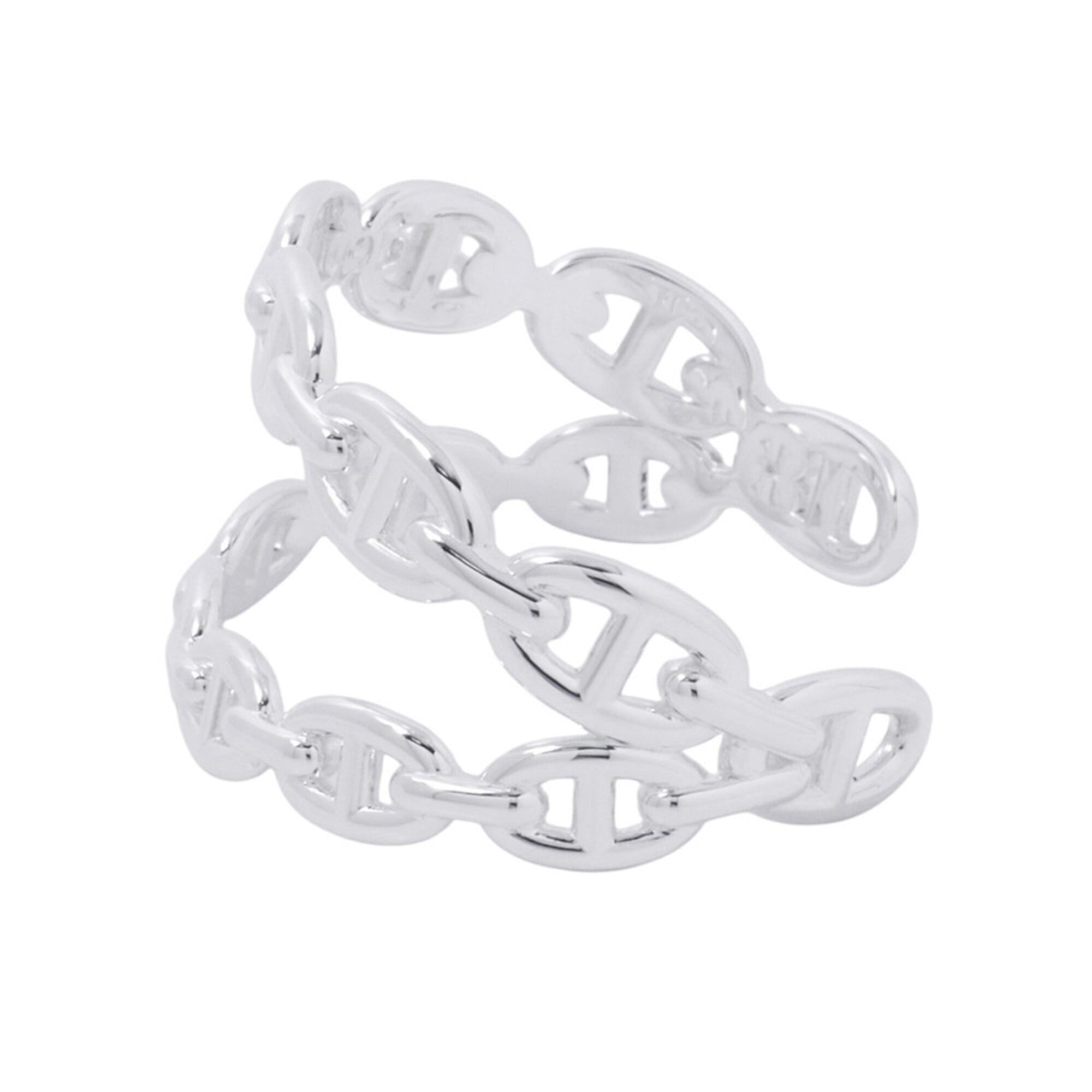 Hermes Chaine d'Ancre Enchainee Double Bracelet, SV925 Silver, Size SH, HERMES Bangle, Enchainee — Like New