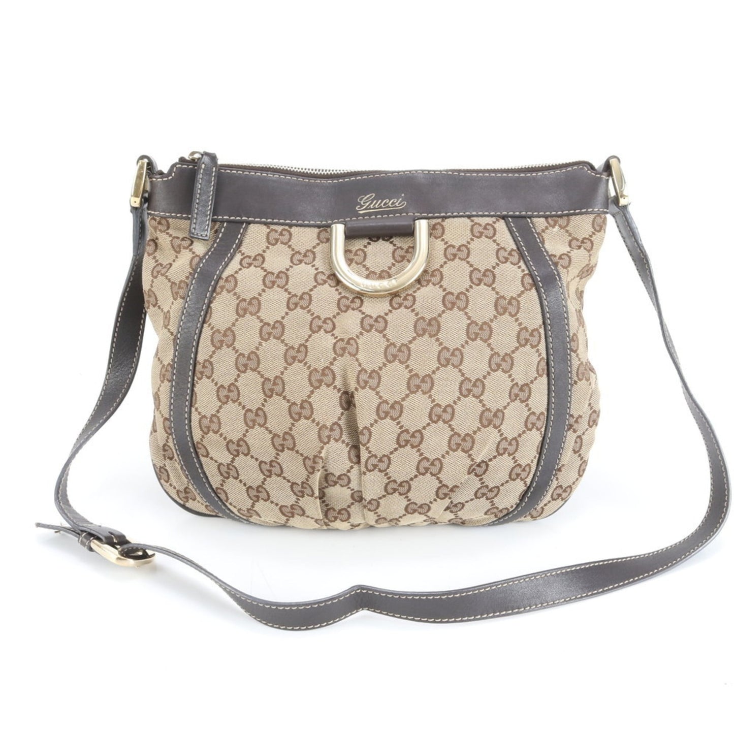 Gucci GG Canvas Abby 203257 Leather Shoulder Bag, Handbag, Brown, Women's