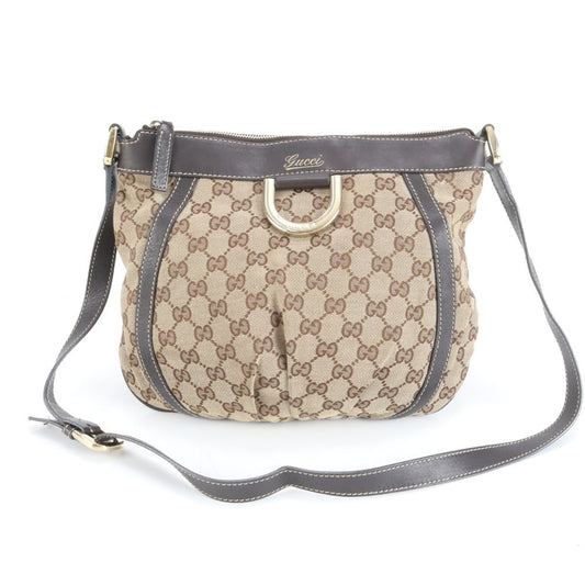 Gucci GG Canvas Abby 203257 Leather Shoulder Bag, Handbag, Brown, Women's