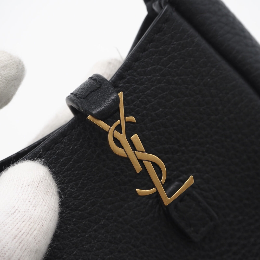 YVES SAINT LAURENT Grain Leather LE 5 A 7 Soft Micro 823960 Pouch Black Lambskin Women's — New - Store Return