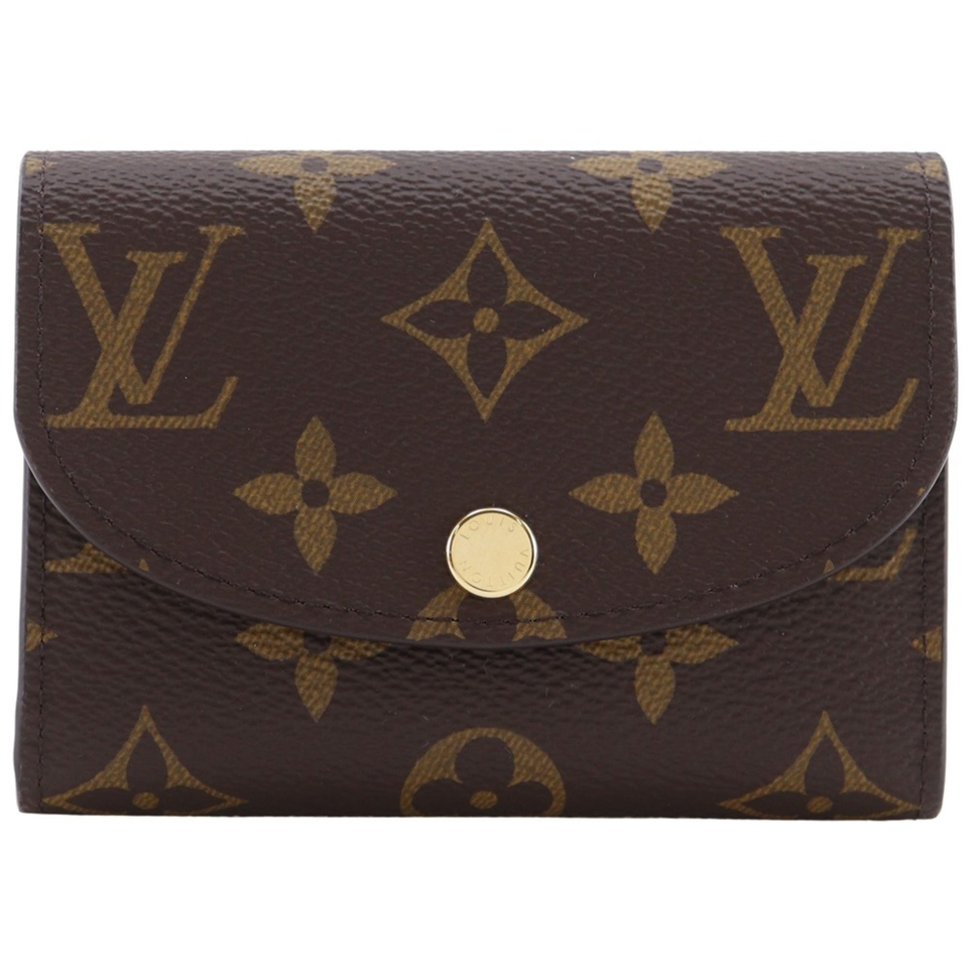 Louis Vuitton Portomone Rosary Coin Case M41939, Monogram Canvas, Fuchsia, Brown, Snap Buttons, Women's