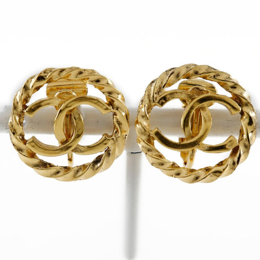 CHANEL COCO Mark Earrings, Gold Plated, Approx. 7.0g, Mark, Women's