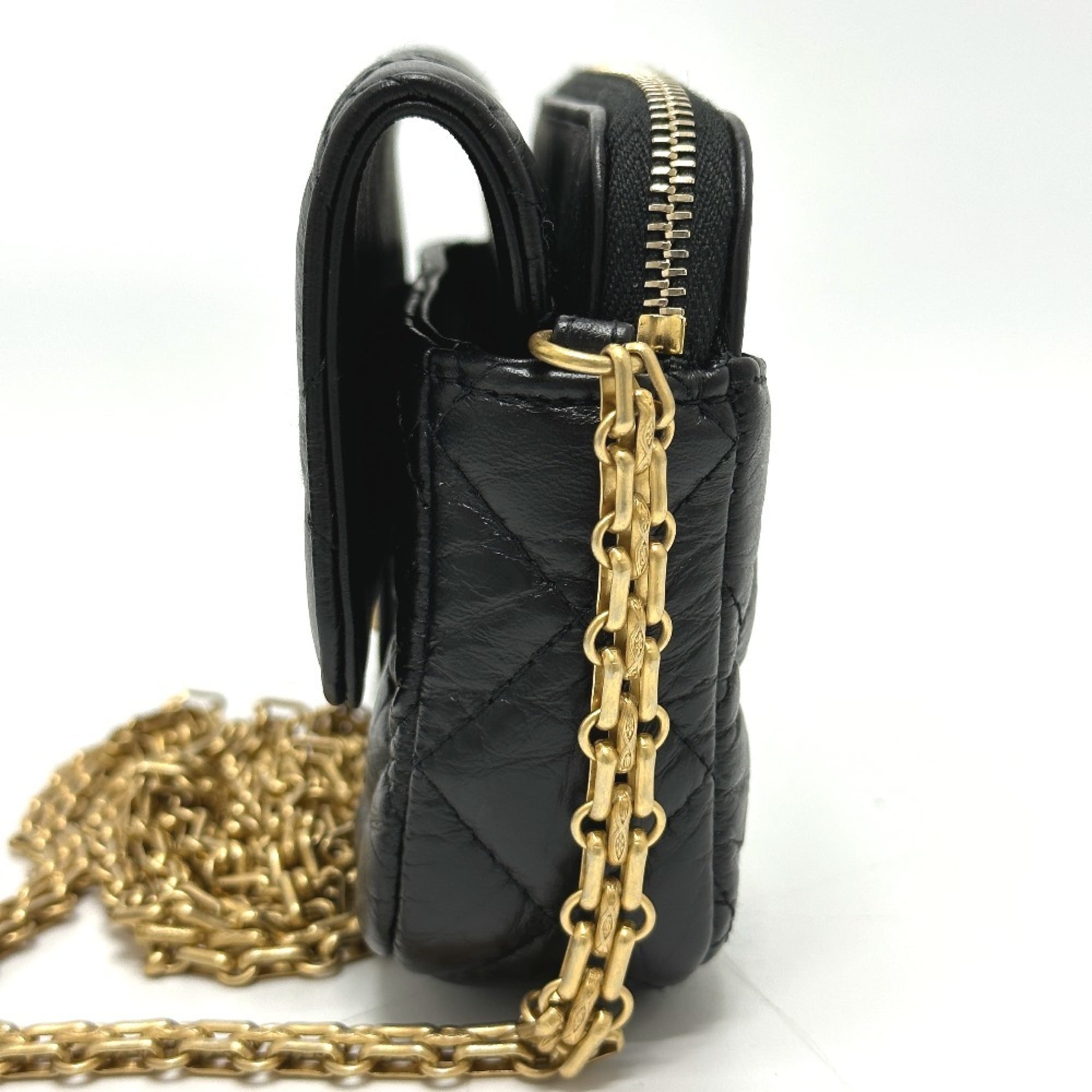 CHANEL AP2215 2.55 Mademoiselle Matelasse Chain Wallet Shoulder Bag Calfskin Women's Black G-230510-29 — New - Store Return