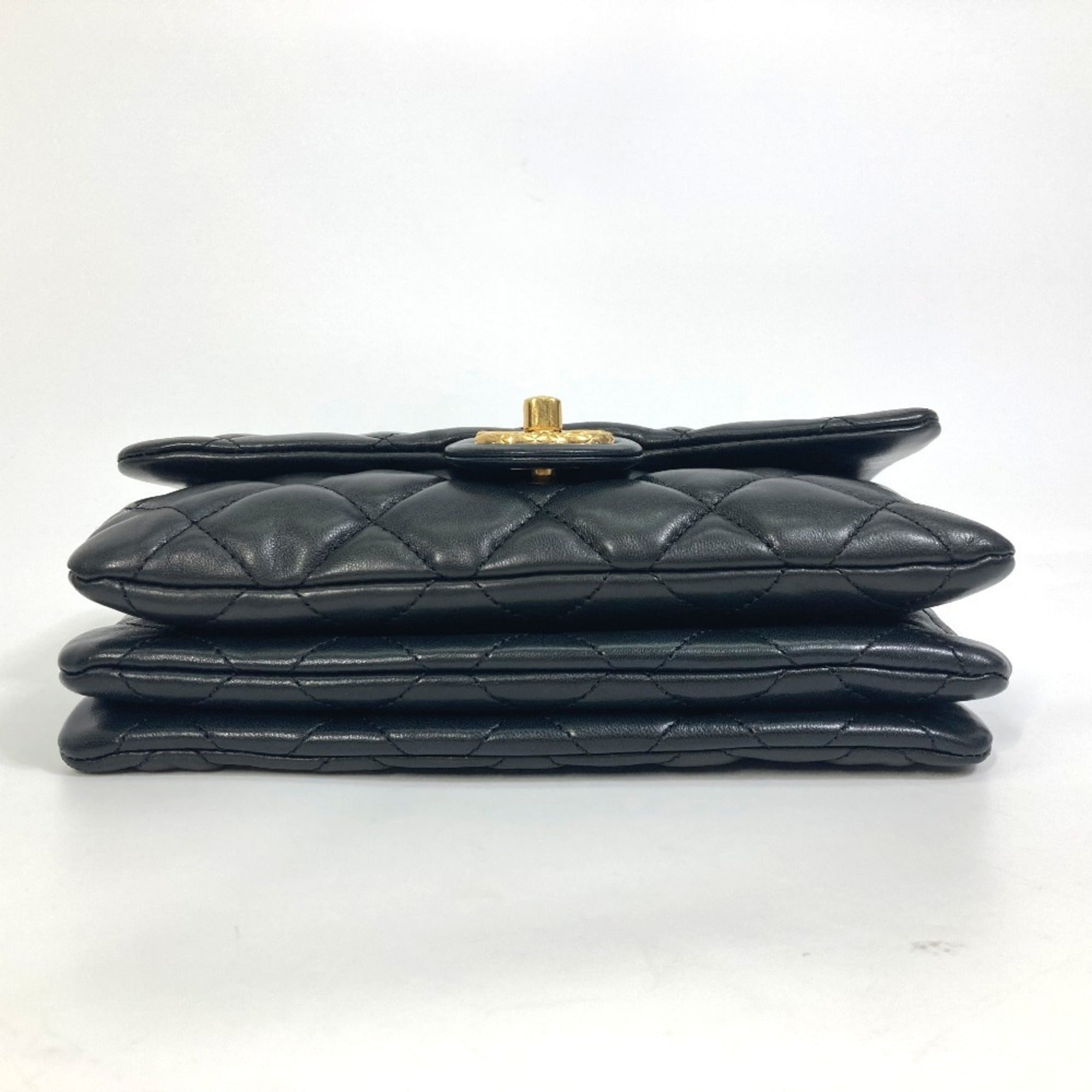 CHANEL AS3393 CC Coco Mark Matelasse Chain Bag Shoulder Lambskin Women's Black — Like New