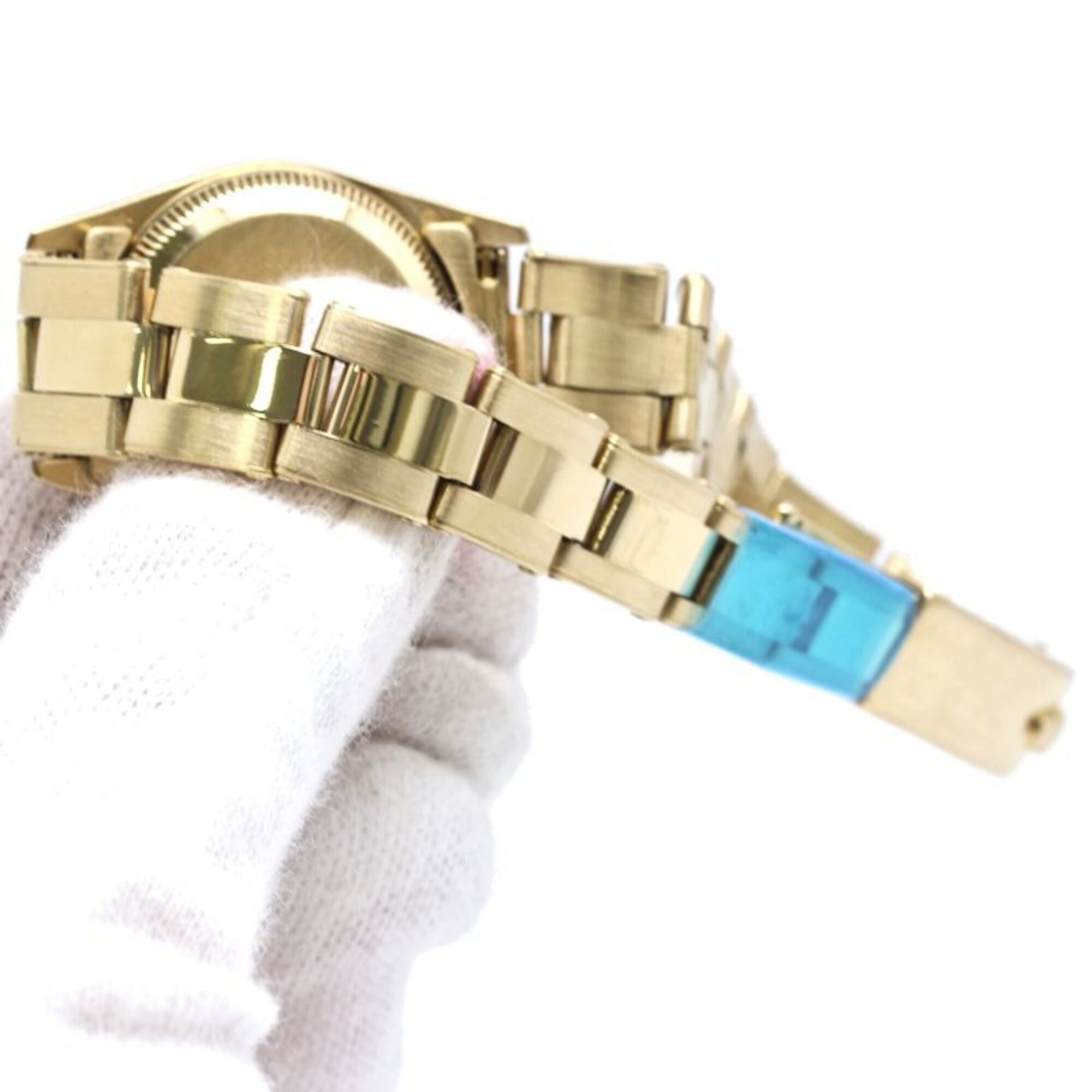 ROLEX Oyster Perpetual 11P Diamond 67198G Women's Watch 18K Yellow Gold 40582 — Good