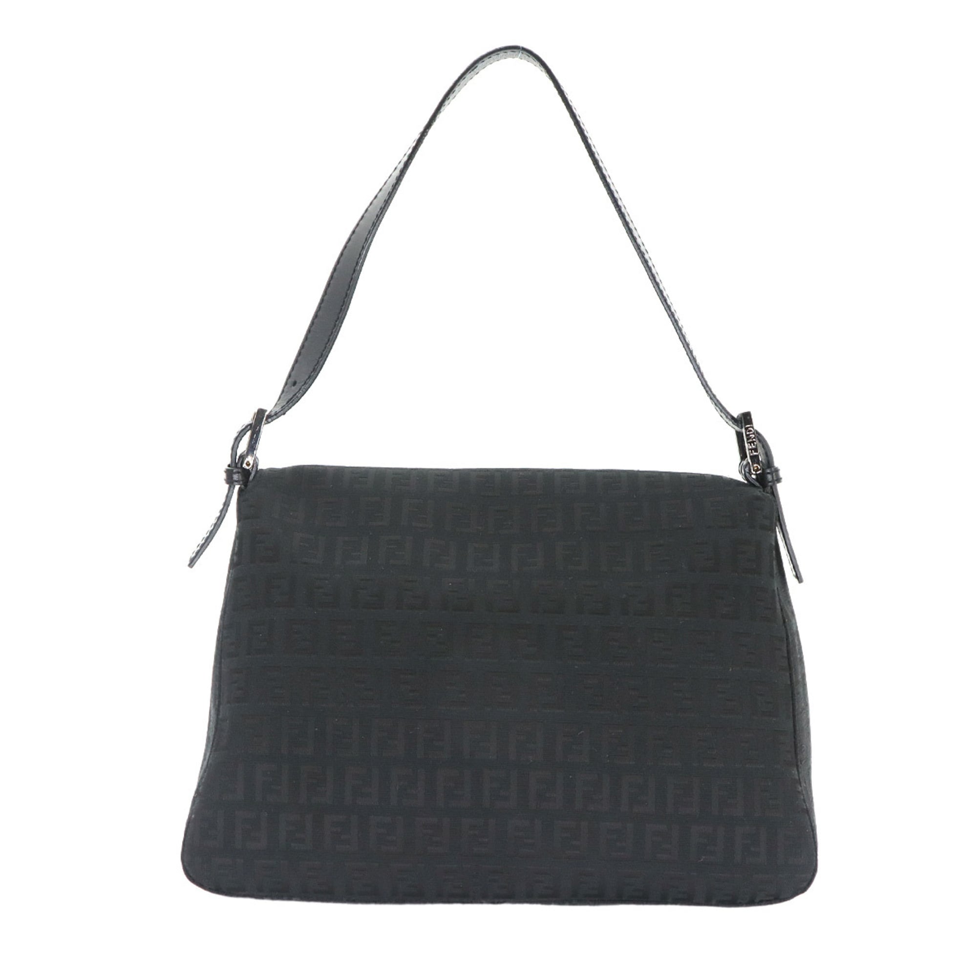 Fendi Zucchino Mamma Baguette Shoulder Handbag, Canvas, Black, 8BR001, Gunmetal Hardware — Like New
