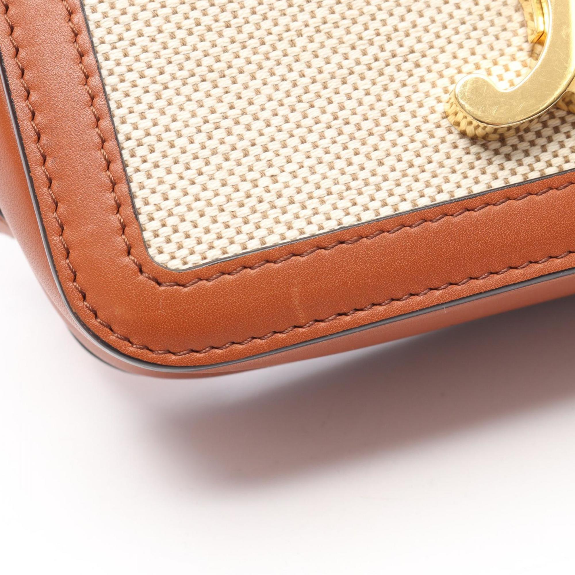 Celine Teen Triomphe Shoulder Bag, Canvas and Leather, Women's, Ivory Brown