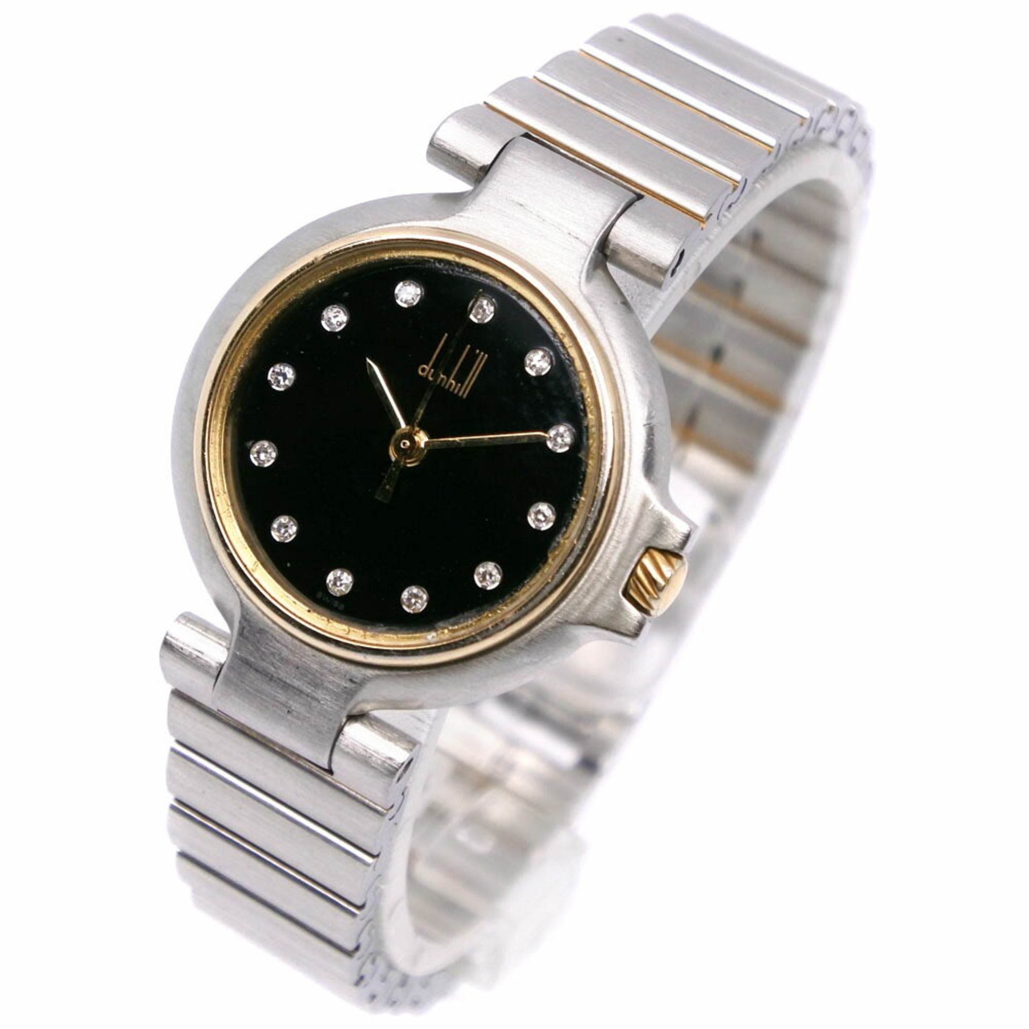 Dunhill Millennium Watch, 12P Diamond, Stainless Steel, Quartz, Analog Display, Black Dial, Millennium, Women's, H170524624 — Good