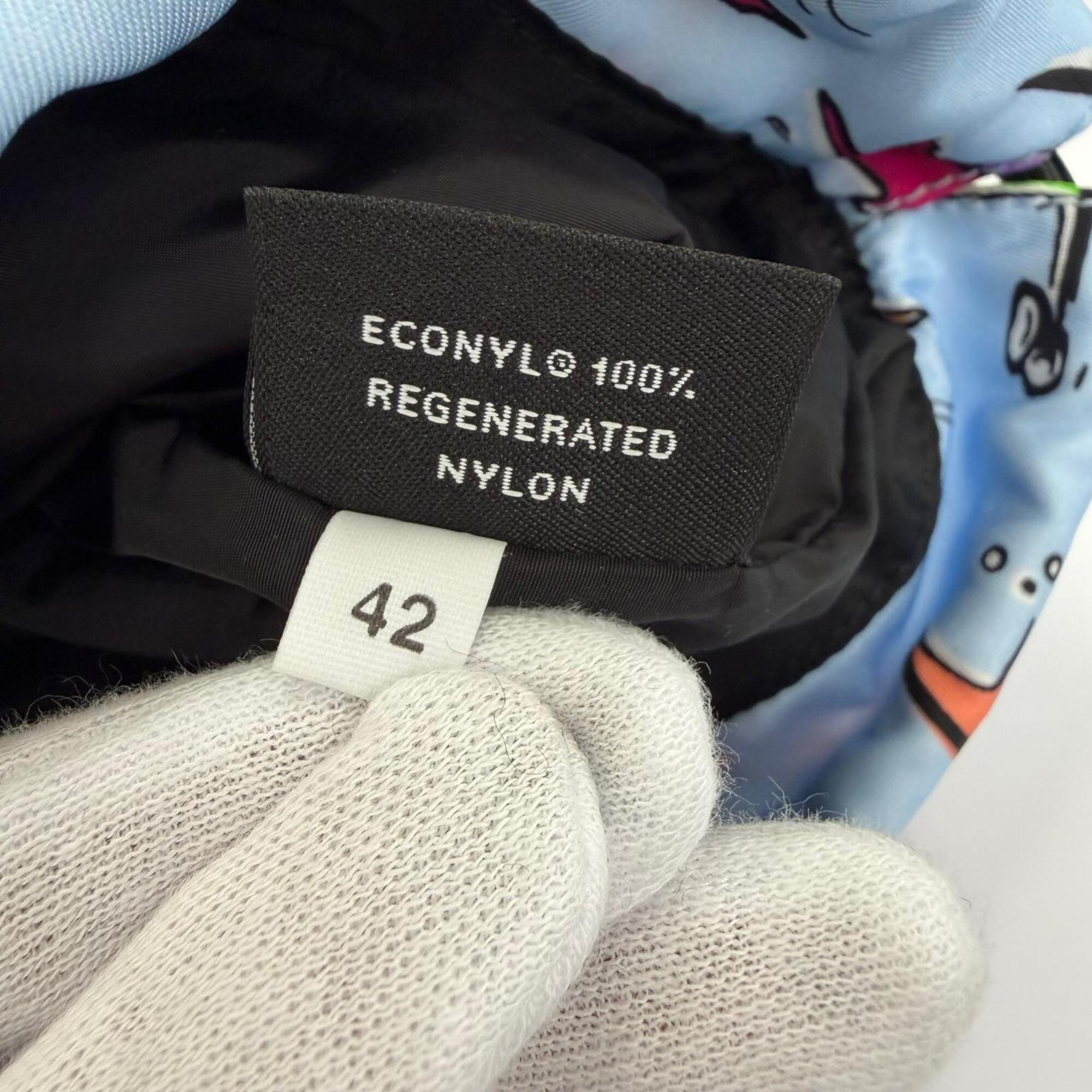 PRADA 1NK001 Triangle Logo Surfing Print Drawstring RE-NYLON Bag Pouch Blue Multicolor Made in Italy Women's — Like New