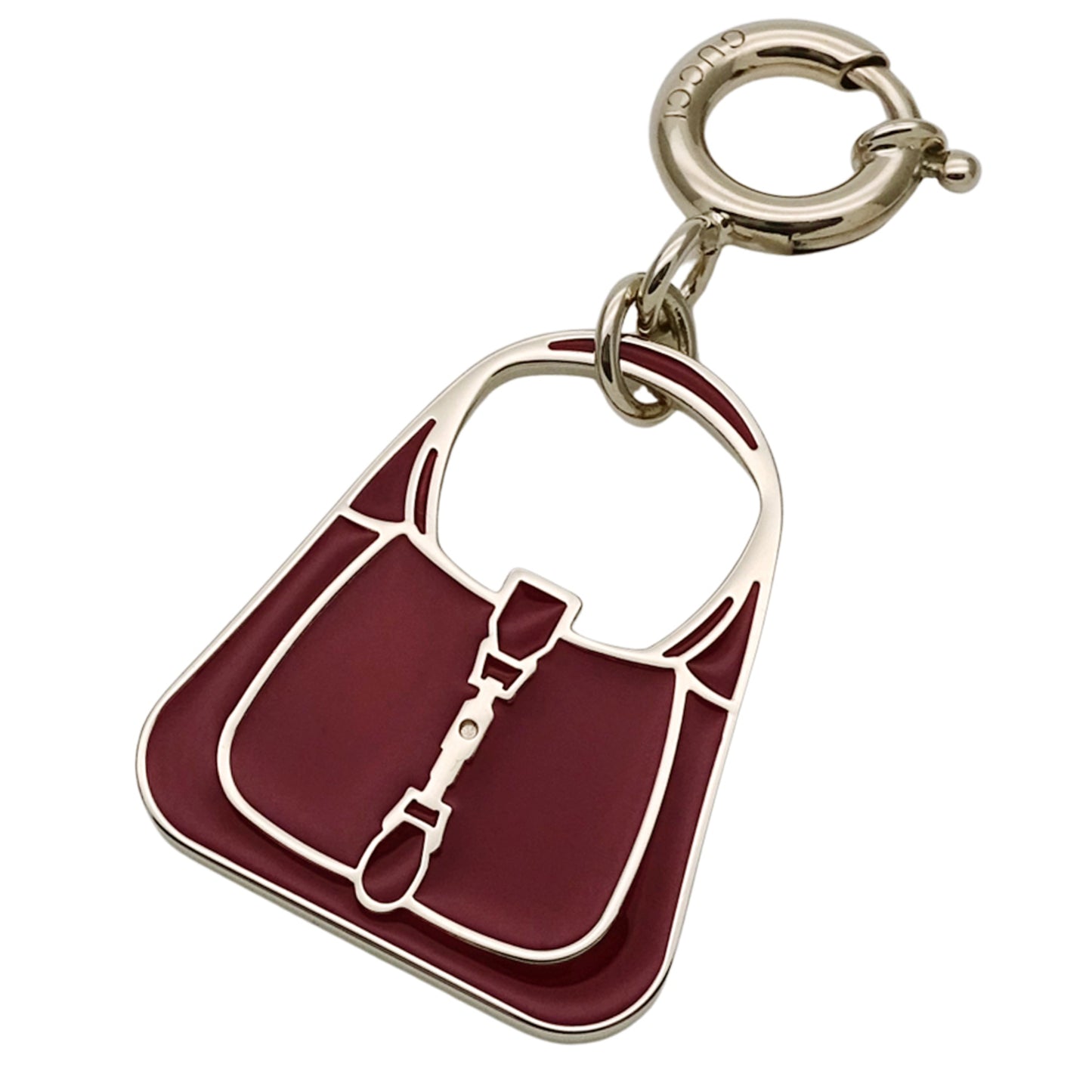 Gucci Jackie Metal Bag Charm for Women, Bordeaux 837066, Champagne Gold Mini