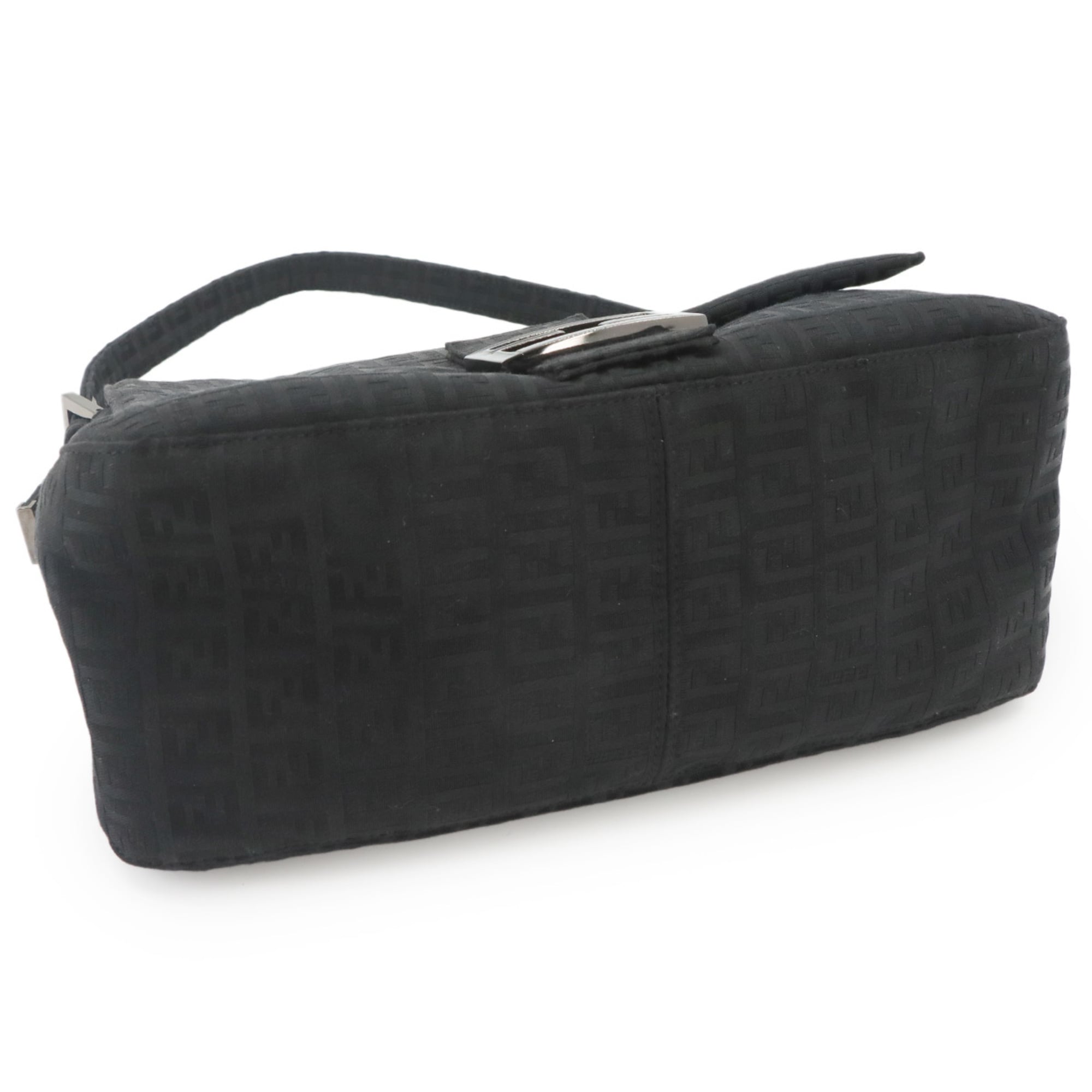 Fendi Zucchino Mamma Baguette Shoulder Handbag, Canvas, Black, 8BR001, Silver Hardware — Like New