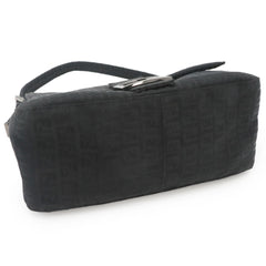 Fendi Zucchino Mamma Baguette Shoulder Handbag, Canvas, Black, 8BR001, Silver Hardware — Like New