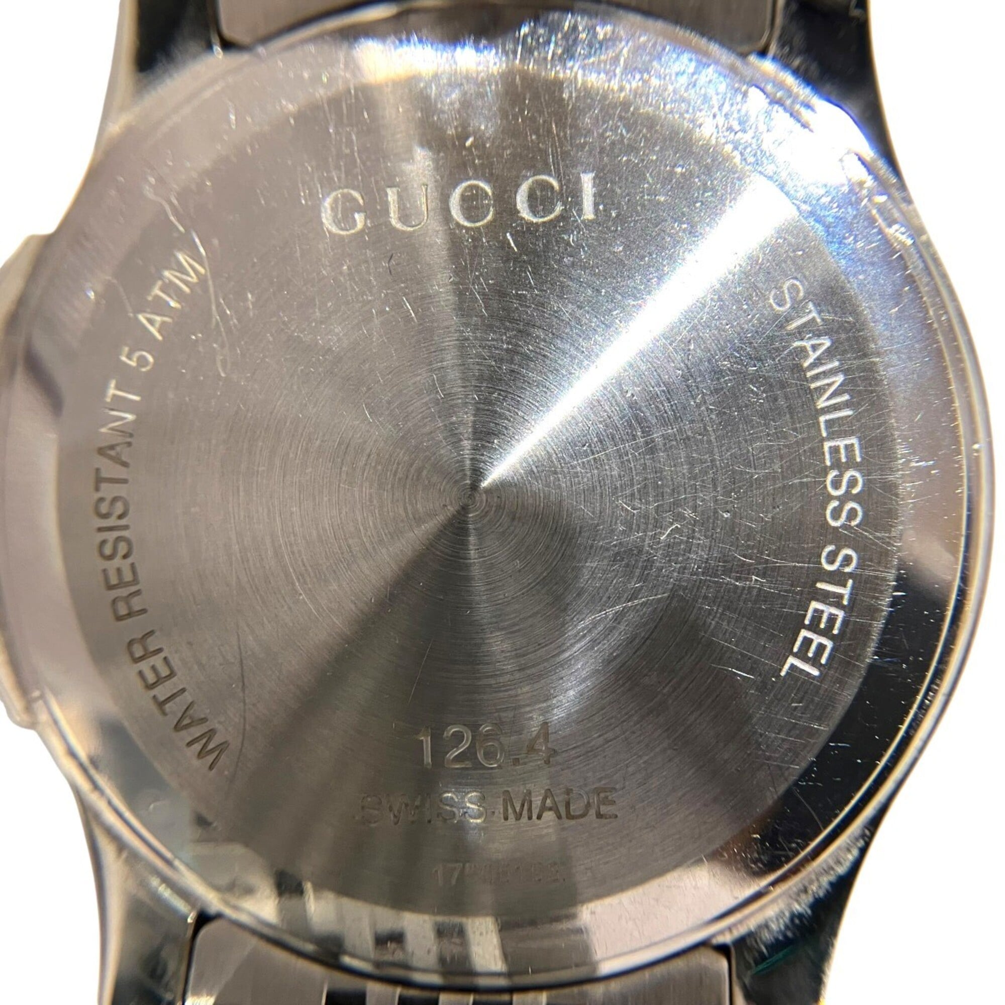 Gucci G-Timeless watch, total weight 96.4g, stainless steel, quartz movement, light brown dial. 126.4 — Good