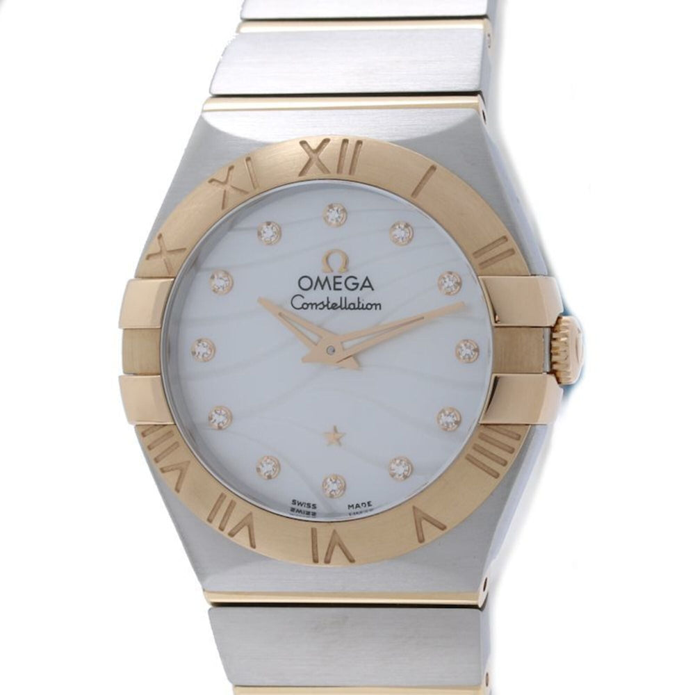 OMEGA Constellation Brushed 12P Diamond 123.20.27.60.55.006 Women's Watch SSx18KRG Rose Gold 40557 — Very Good