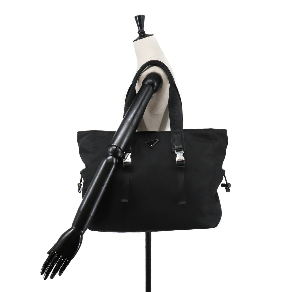 Prada PRADA Tote Handbag Nylon Saffiano Leather Nero Black 2VG042 Silver Hardware Bag — Like New