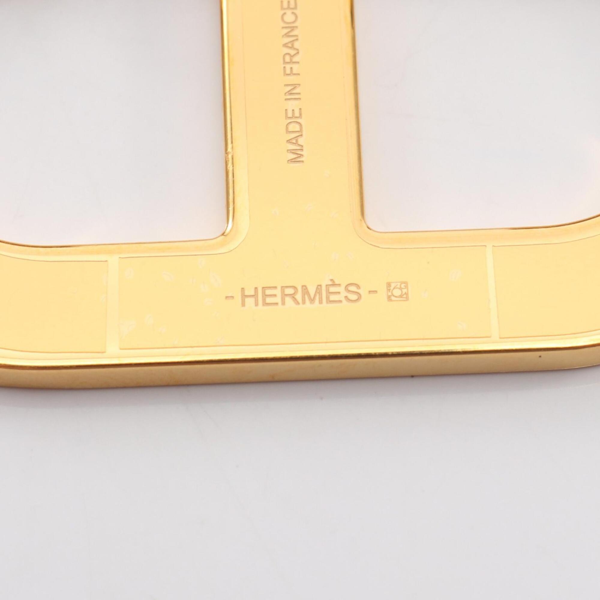 Hermes Chaine d'Ancre Brooch, Gold Plated Leather (Veau Epsom), Gold/Brown Tones. Women's accessory — New - Store Return