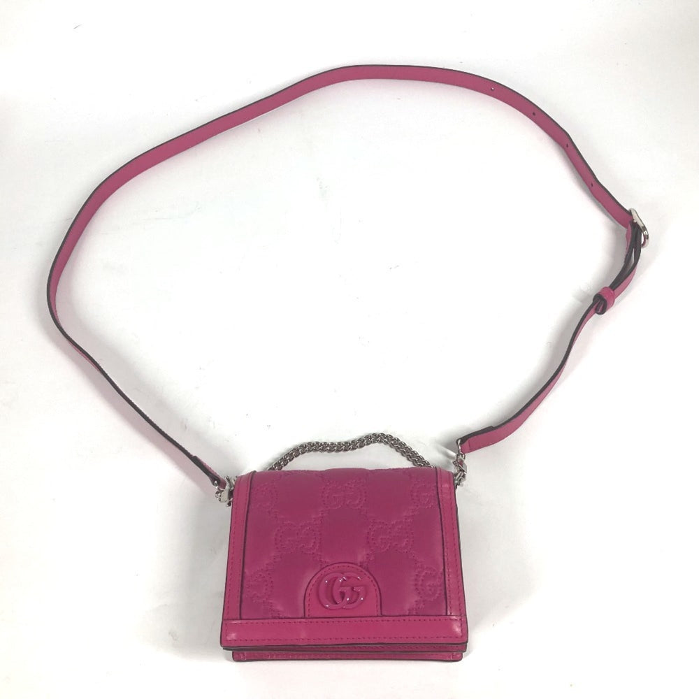 GUCCI 723777 GG Matelasse Quilted Pochette Shoulder Bag Leather Nylon Women's Pink G-240825-25 — New - Store Return