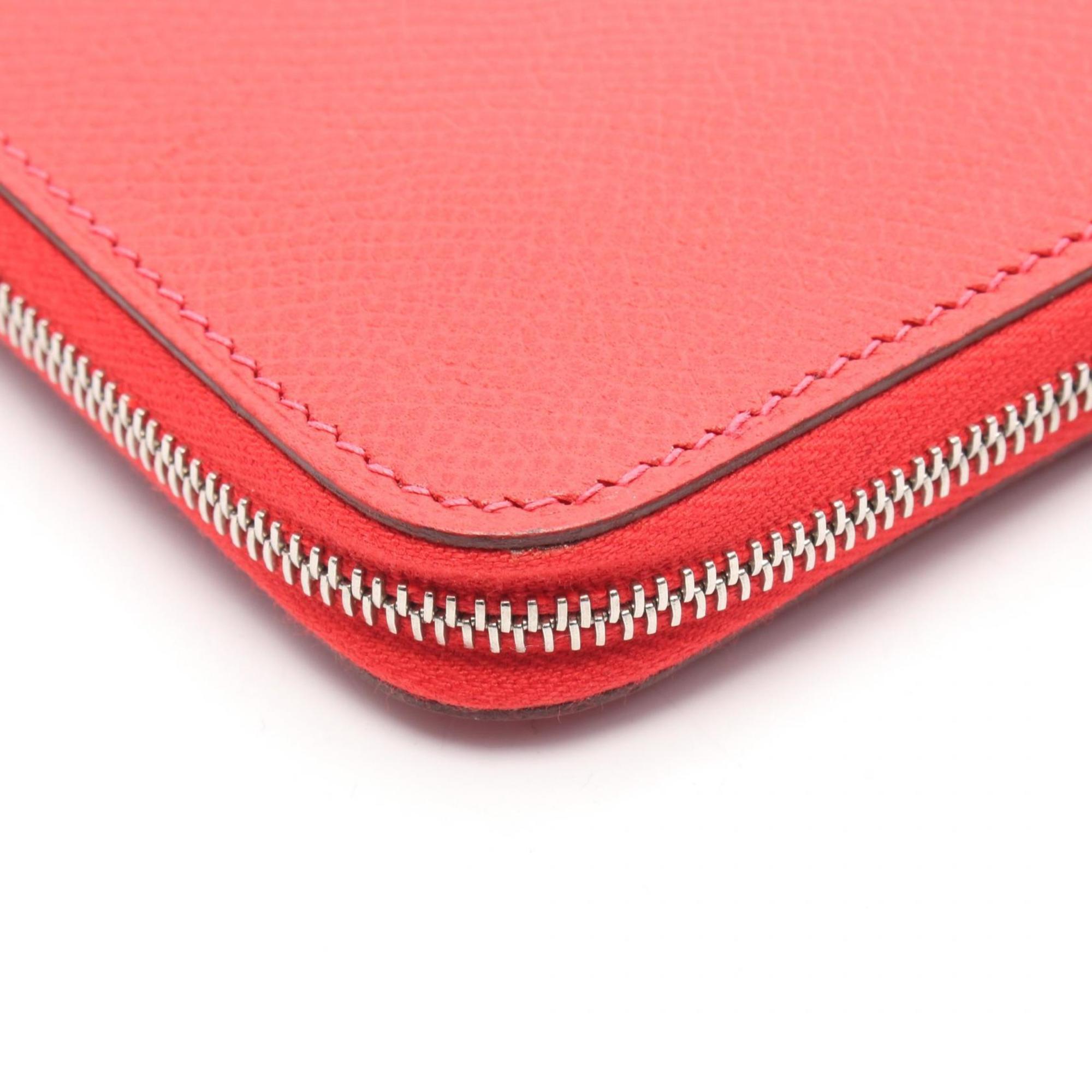 Hermes Hermès Azap Long Round Wallet, Leather, Epsom Women's, Red