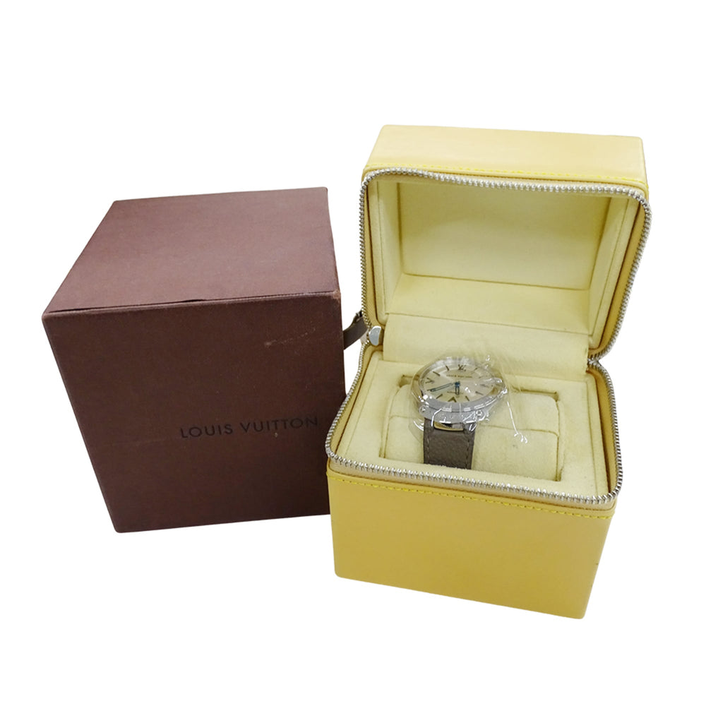 Louis Vuitton LOUIS VUITTON Men's Watch Brand Fifty Five Automatic AT Stainless Steel SS Leather Q6G20 Round Polished — Good