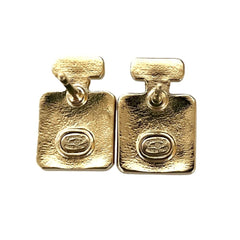 CHANEL L25P Perfume Bottle Motif Stud Earrings, White, Women's — Like New