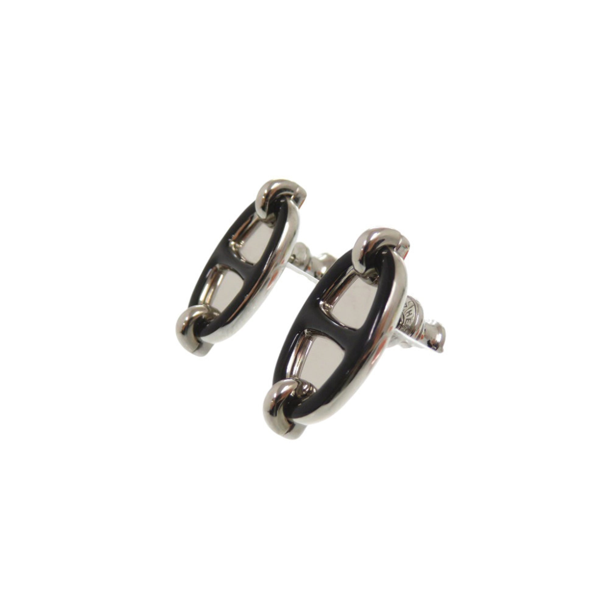 Hermes Mini Maillon Earrings, Metal, Black, 0274HERMES — New - Store Return