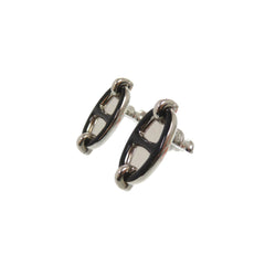 Hermes Mini Maillon Earrings, Metal, Black, 0274HERMES — New - Store Return