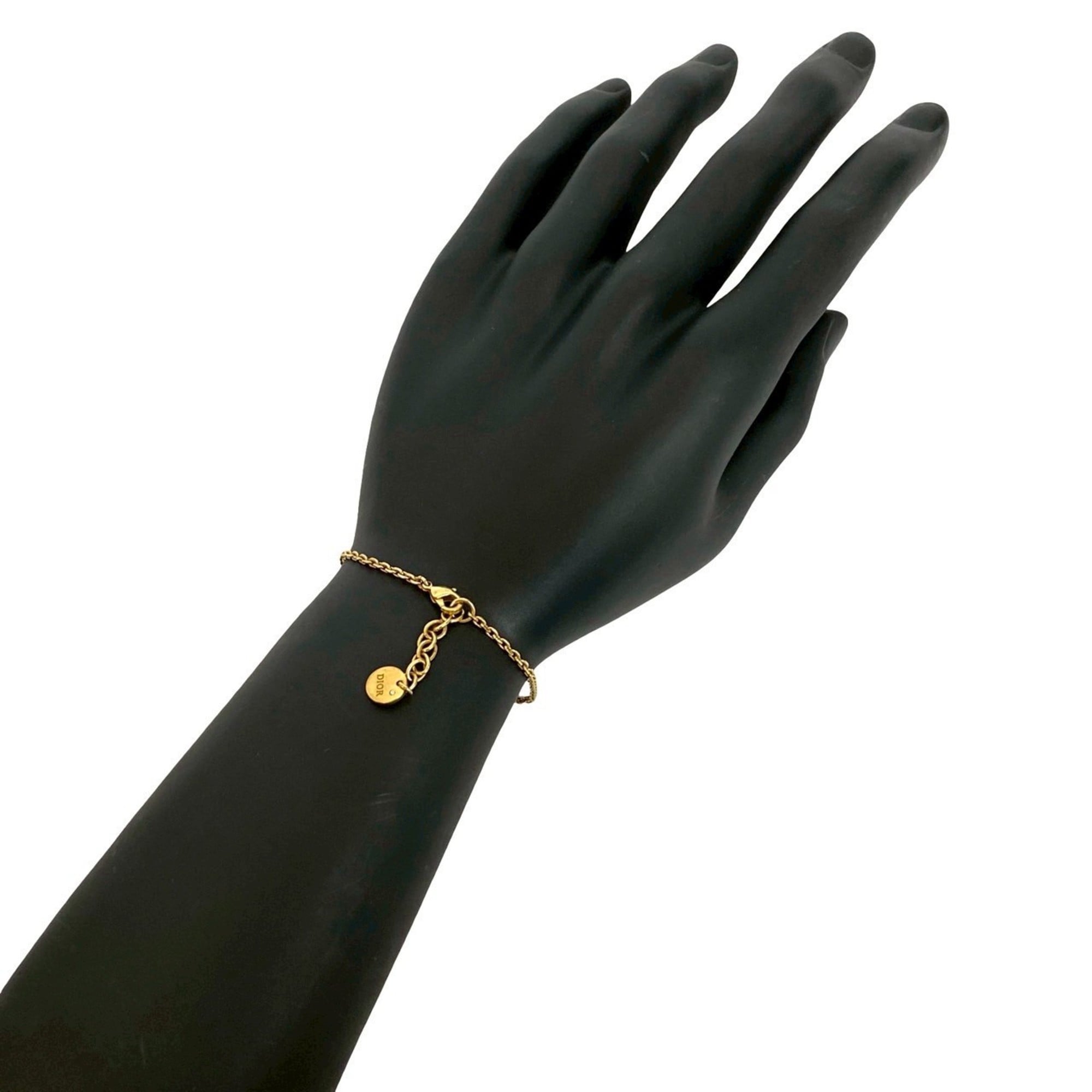 Christian Dior CD GP Faux Pearl Chain Bracelet in Gold (1135b)