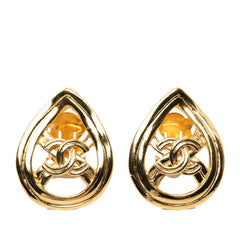 CHANEL Coco Mark Earrings, Gold Plated, Women's — Like New