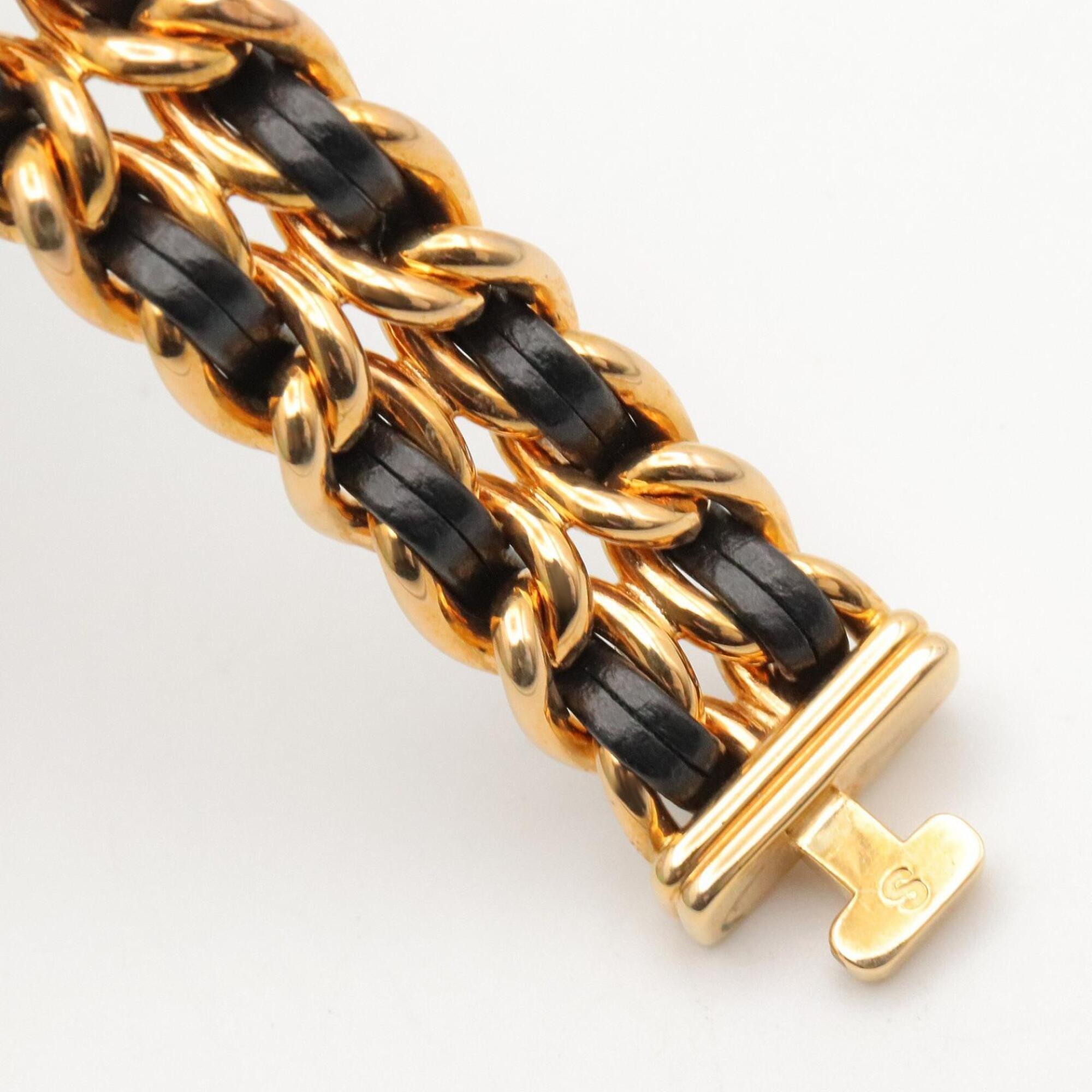 Chanel CHANEL Première S Watch, Gold Plated (GP), Leather Strap, Women's, Black, H0001 — Very Good