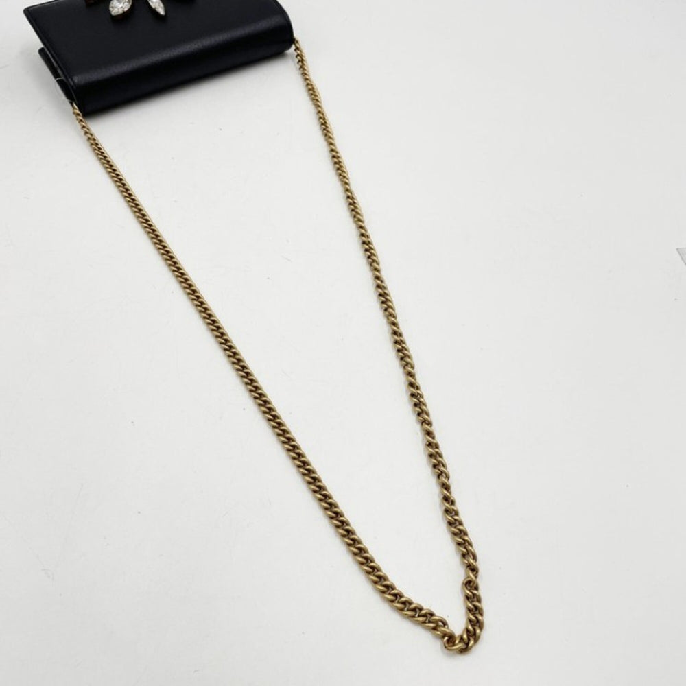 GUCCI GG Marmont Shoulder Bag 499782 Black Leather Women's Crystal Jewel Chain Wallet — Like New