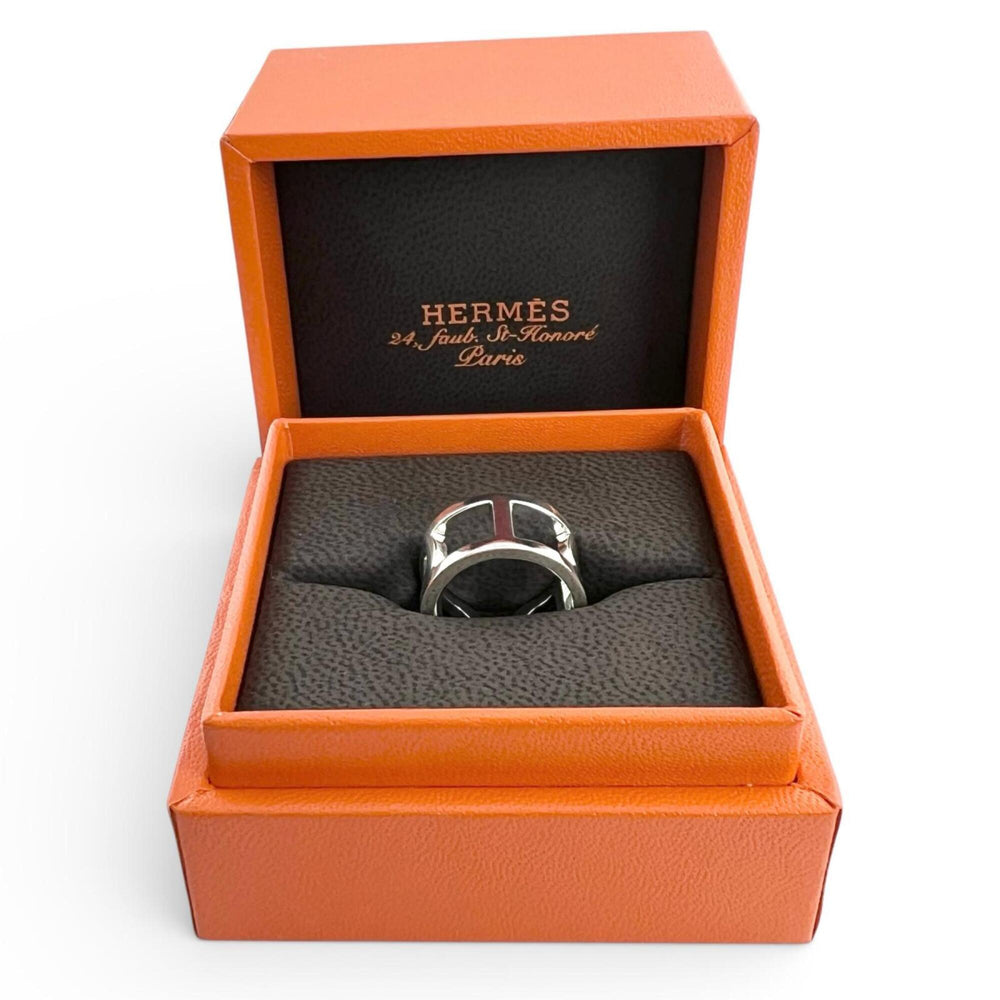HERMES Everchaine d'Ancre AG925 Ring, 2021 model, Silver, Size 48, with case, Made in Italy, Weight: 5.6g, Women's — Like New