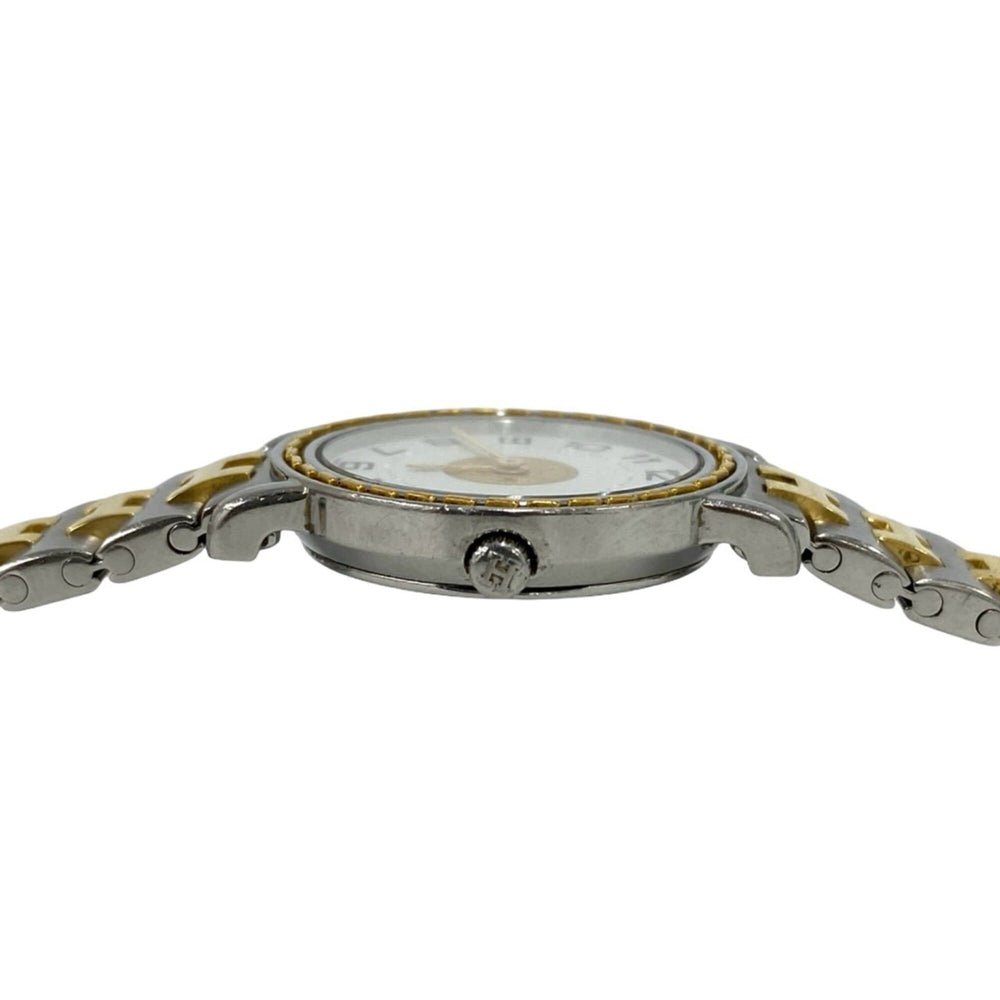 HERMES Vintage Sellier Stainless Steel GP Wristwatch Silver Gold 79642 — Good