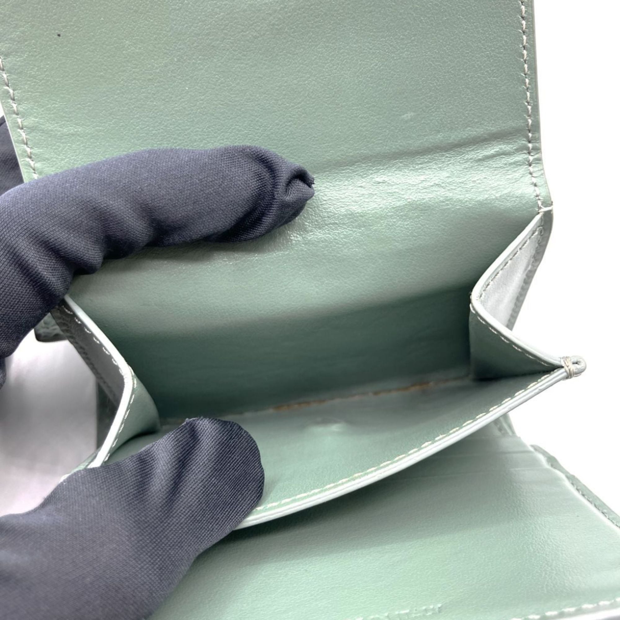 CELINE Small Trifold Wallet in Gray and Green