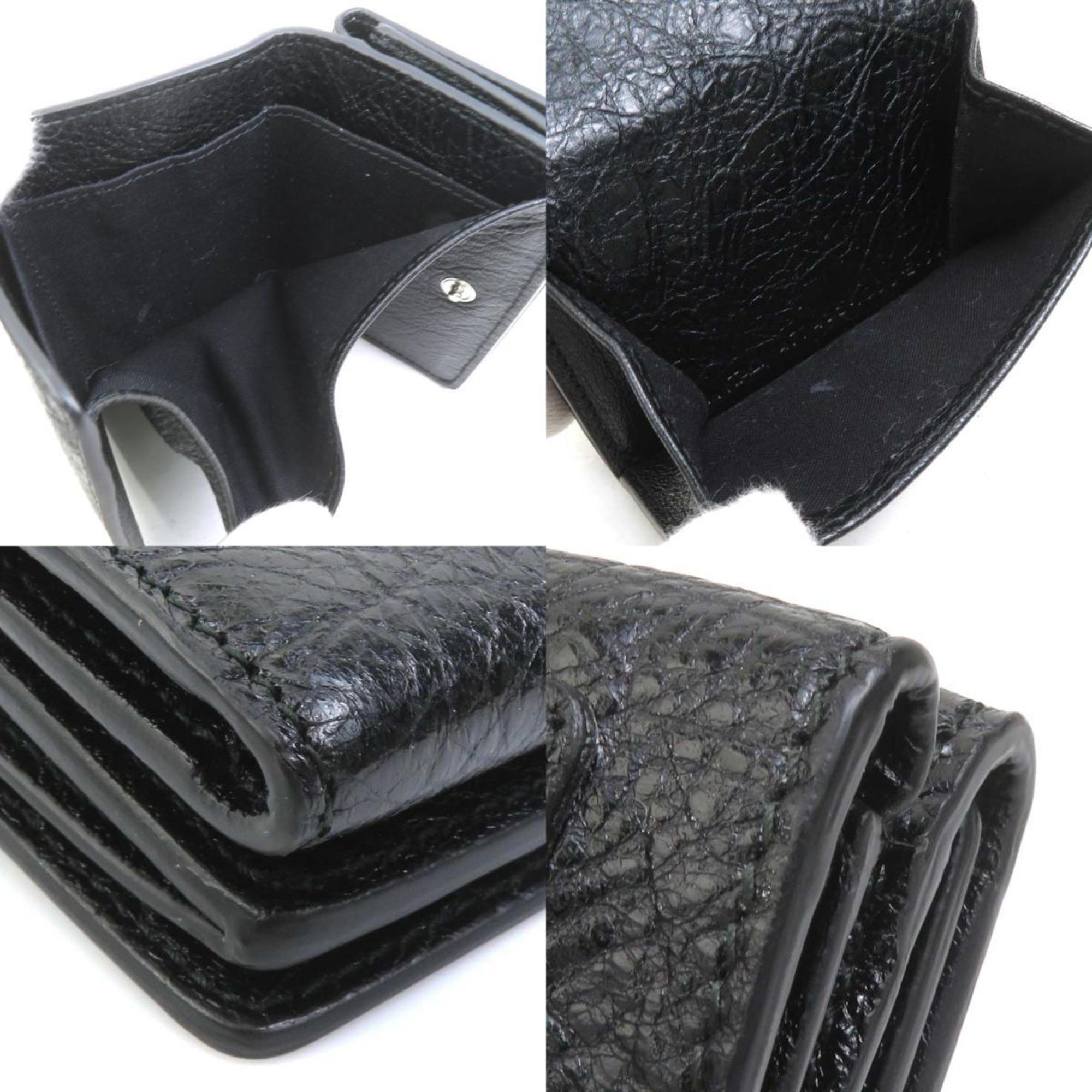 Balenciaga BALENCIAGA Tri-fold Wallet Leather Black Unisex h31810g