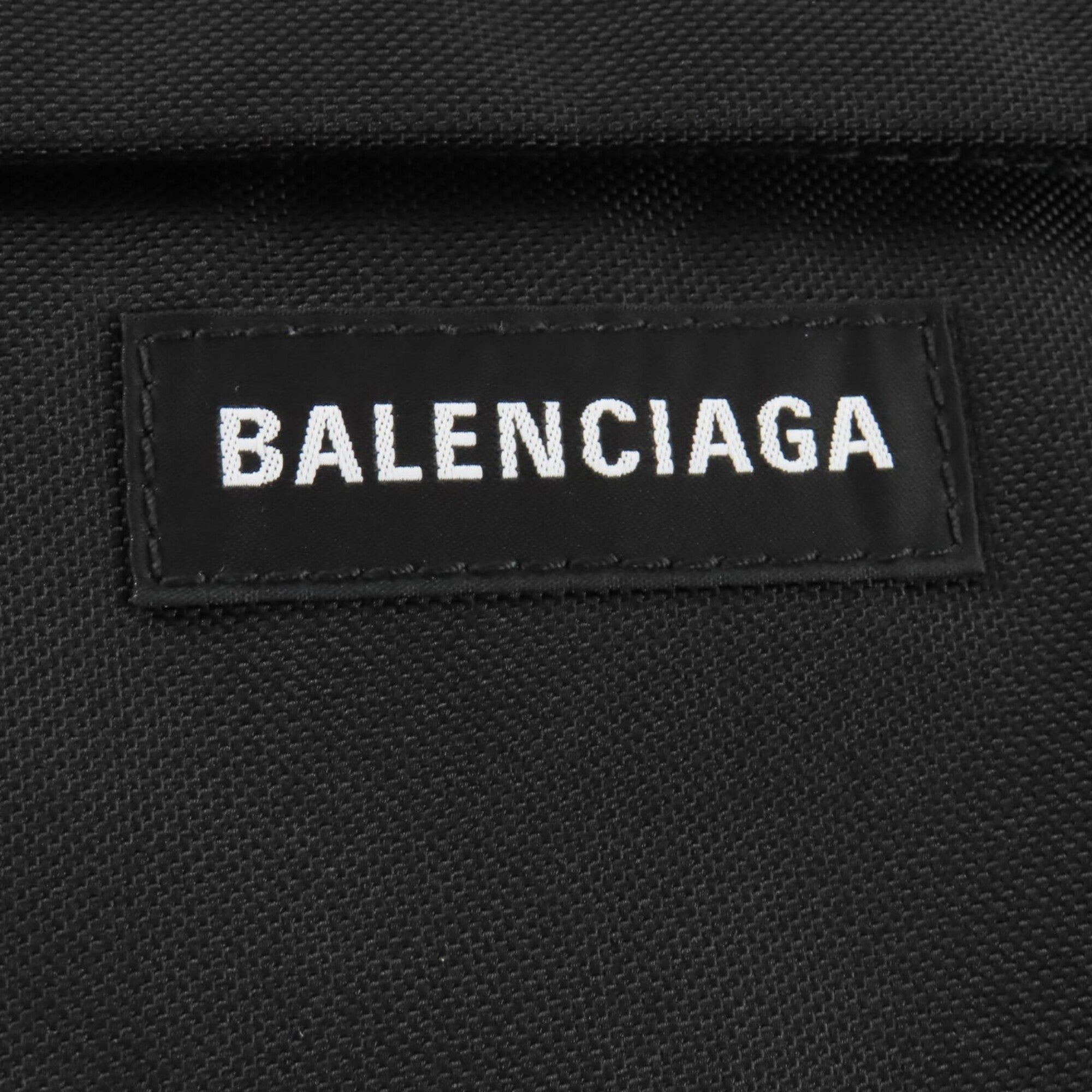 BALENCIAGA 787574 Explorer Nylon One-Shoulder Bag with Logo, Black, Made in Italy, Women's — Like New