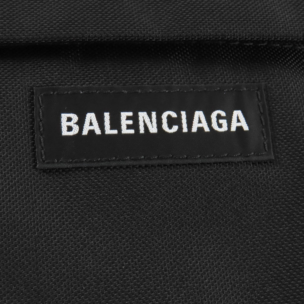 BALENCIAGA 787574 Explorer Nylon One-Shoulder Bag with Logo, Black, Made in Italy, Women's — Like New