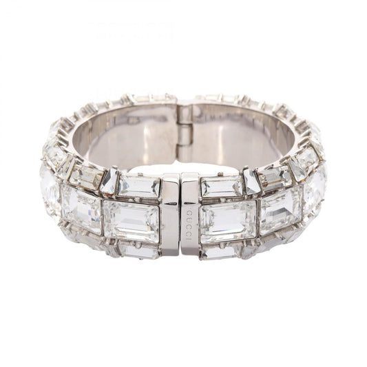 Gucci Crystal Bangle with Beads, Stainless Steel, Clear and Silver