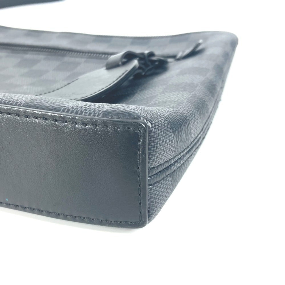 LOUIS VUITTON N40505 Damier Graphite Take-Off Pouch Bag Second Clutch with Strap Canvas Men's Women's Black — Like New