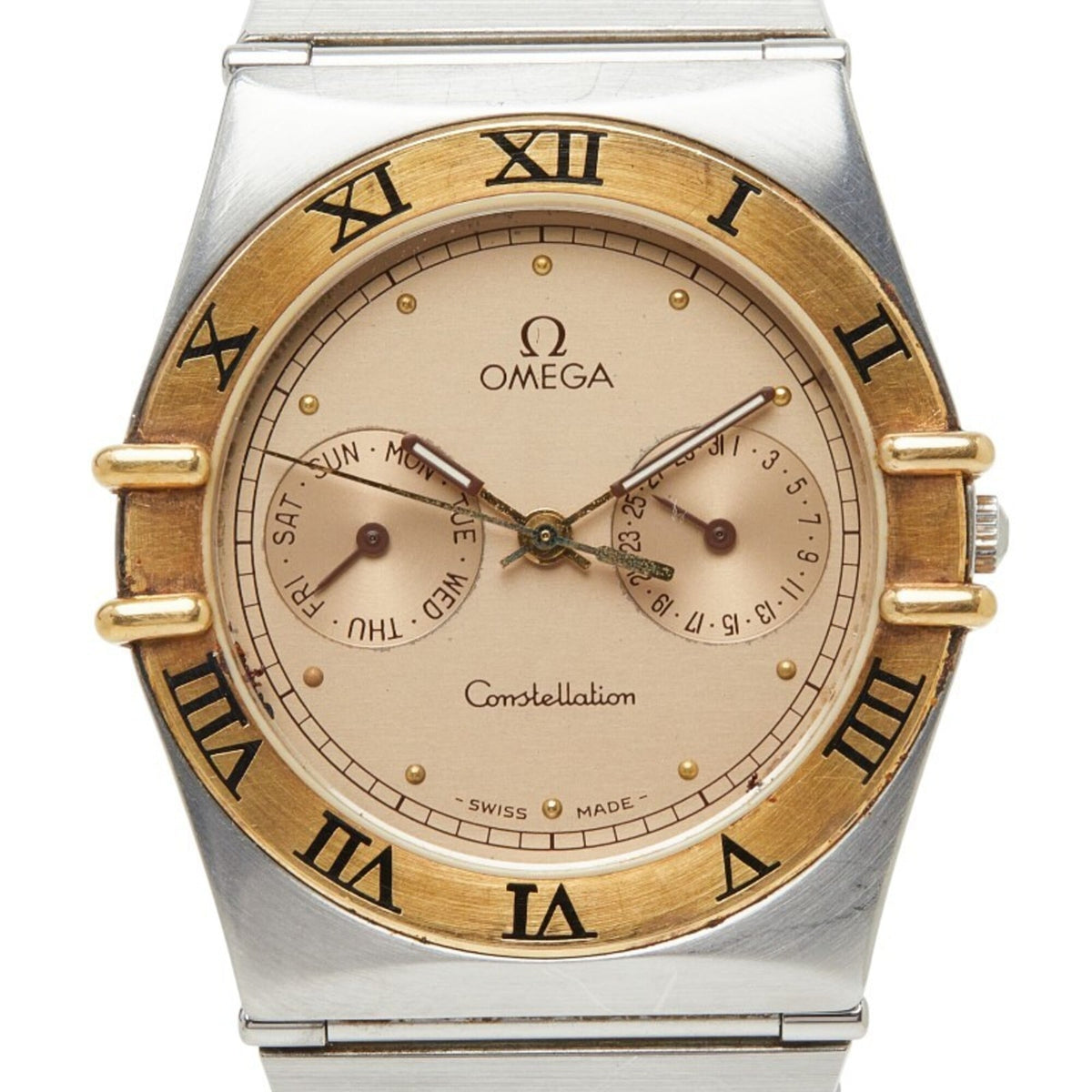 Omega Constellation Day-Date Watch 396.1070 Quartz Gold Dial Stainless Steel Solid Men's OMEGA — Good