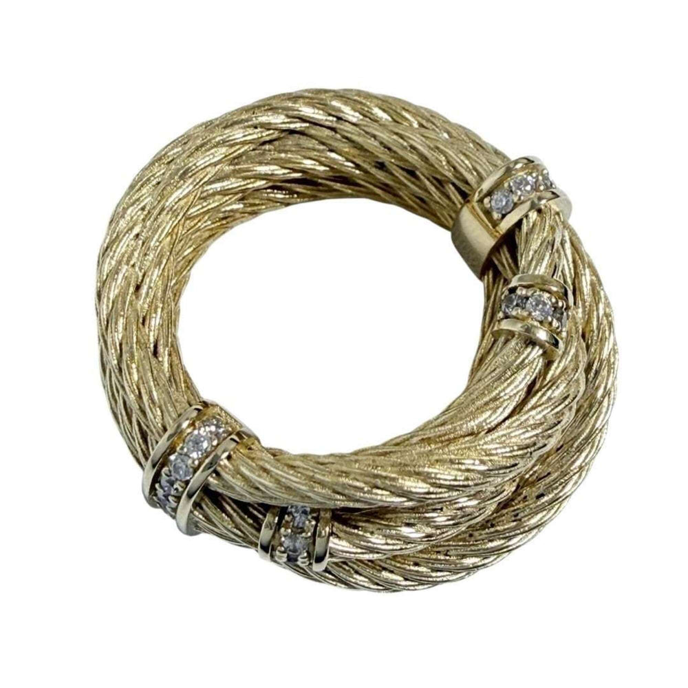 Bottega Veneta women's ring, sterling silver (925), gold color, size 12 — Like New