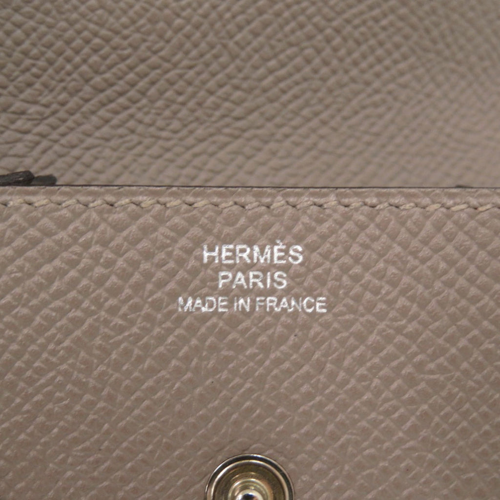 Hermes Like new Hermès Levain Quatre Epsom Leather Asphalt A Stamp (2017) Gray Wallet/Coin Case 1097