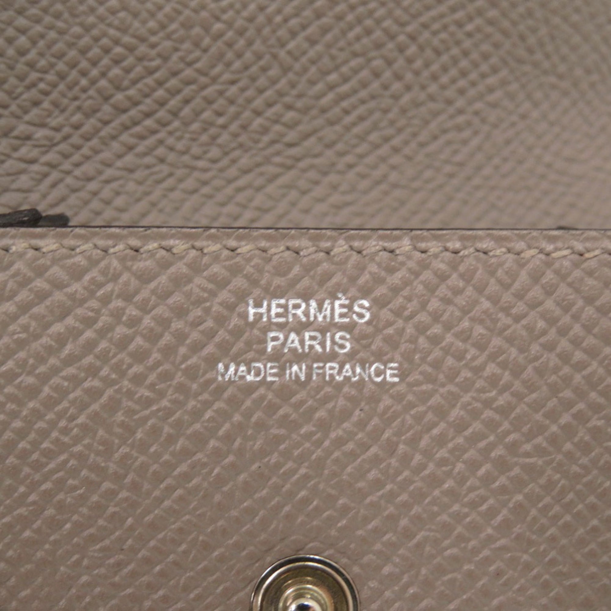 Hermes Like new Hermès Levain Quatre Epsom Leather Asphalt A Stamp (2017) Gray Wallet/Coin Case 1097