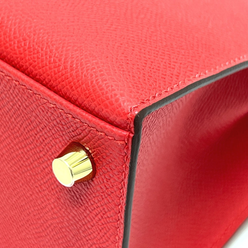 HERMES Kelly 25, Outer Stitching, 2-Way Bag, Shoulder Handbag, Epsom Leather, Women's, ROUGE RADIEUX, Gold Hardware, Red — New - Store Return