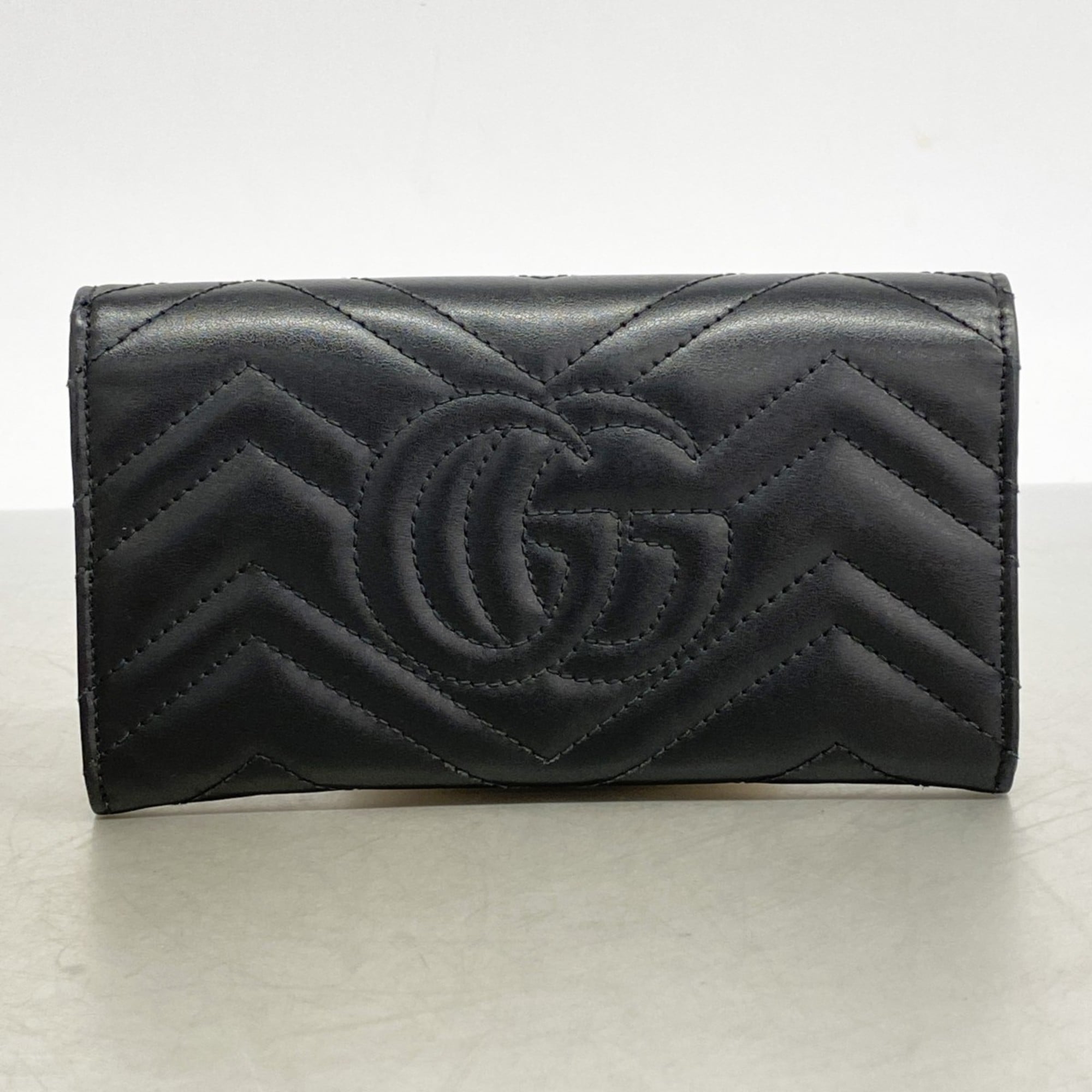 Gucci GG Marmont Long Wallet 443436 Leather Black Women's