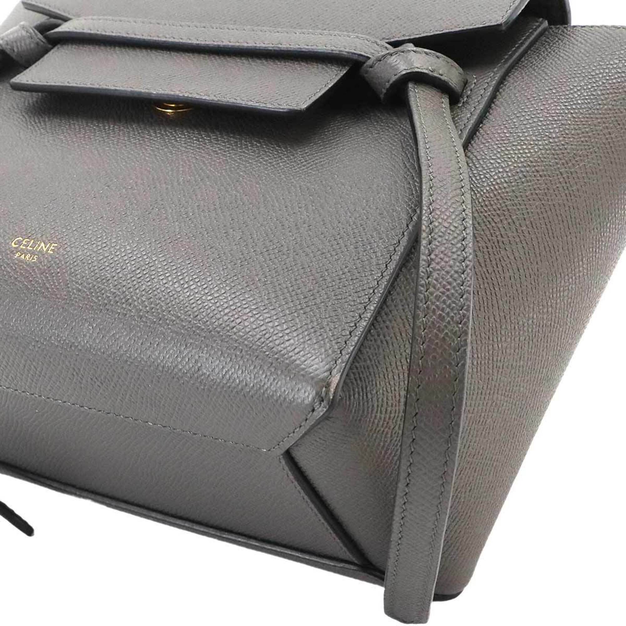 Celine CELINE Bag Waist Nano 2-way Hand Shoulder Handbag Leather Gray 189003 Belt — Like New