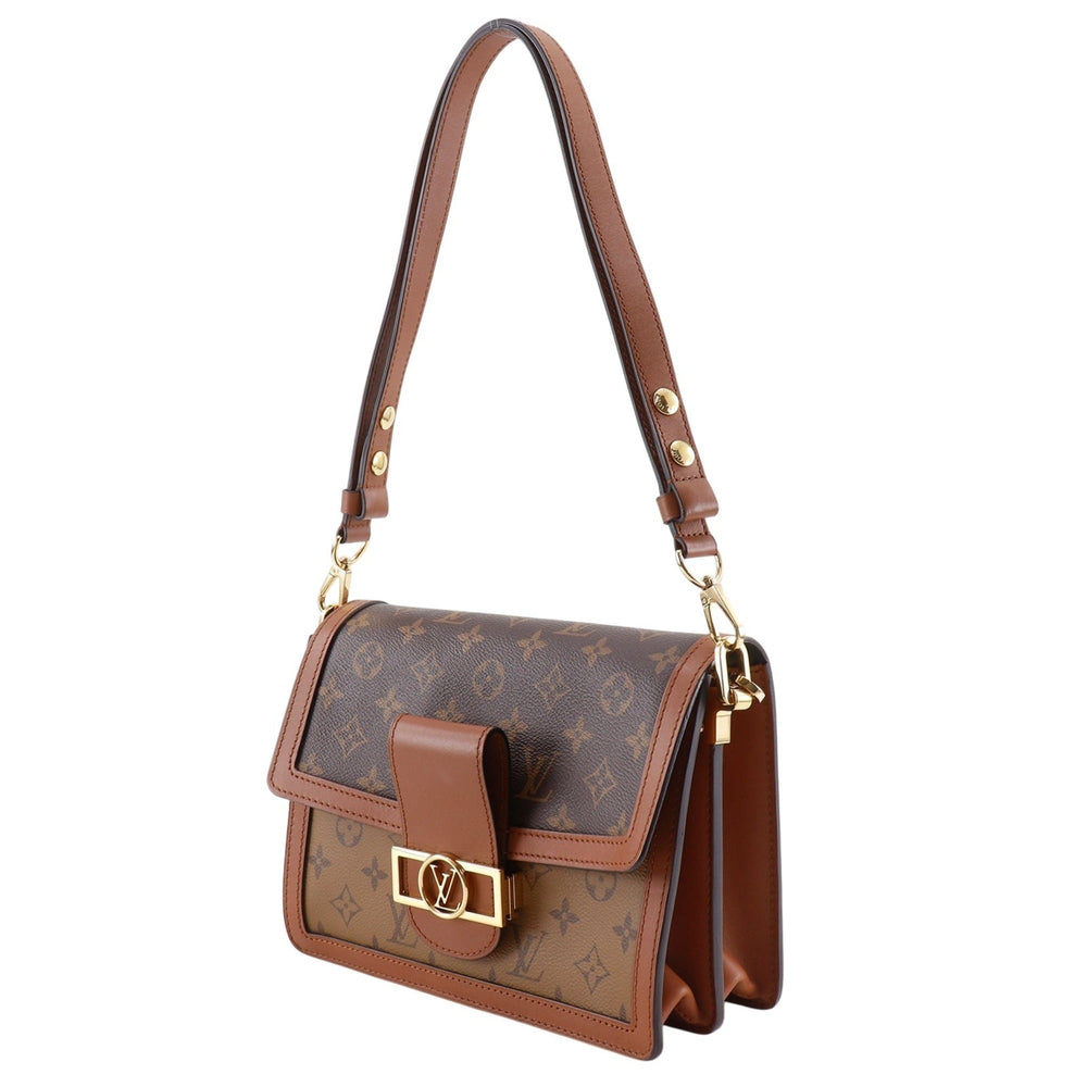 Louis Vuitton Dauphine MM Shoulder Bag, Monogram Reverse, M45958, Canvas, Brown, 2-way, Magnetic Closure, Women's — Like New