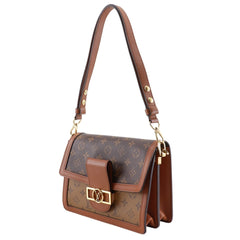 Louis Vuitton Dauphine MM Shoulder Bag, Monogram Reverse, M45958, Canvas, Brown, 2-way, Magnetic Closure, Women's — Like New