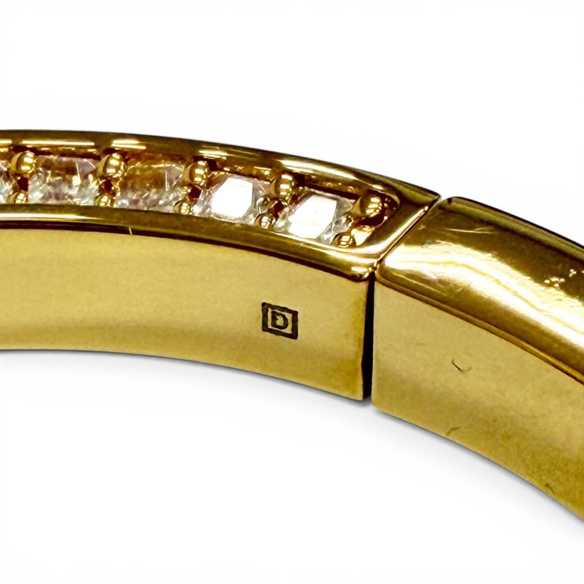 GUCCI Interlocking G Rhinestone Blondie Bangle Bracelet, Gold, Size S, Made in Italy, Women's, with Box and Dust Bag — Like New