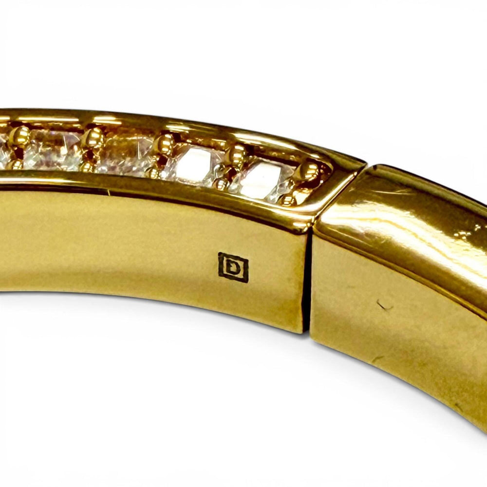 GUCCI Interlocking G Rhinestone Blondie Bangle Bracelet, Gold, Size S, Made in Italy, Women's, with Box and Dust Bag — Like New