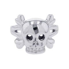 Christian Dior ring, Tete de Mort skull diamond, 18K white gold, ring size 55 — Like New